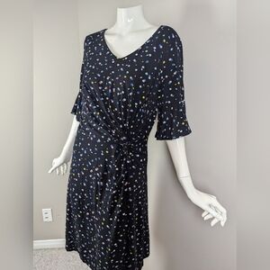 Yumi Polka Dot Twist Front Dress | Modest Jersey | Bell Sleeve Midi